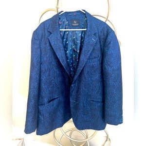 Tailorbyrd Men’s Metallic Jacquard Blue Sports Coat Blazer 48R! FREE SHIPPING